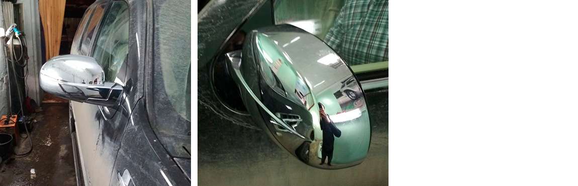 Установка хромированных накладок на зеркала Cadillac Escalade 2011