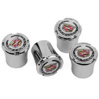 Колпачки на нипеля серебристые с логотипом Cadillac