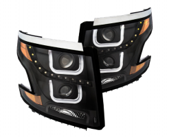 Фары чёрные с двумя U-образными ходовыми огнями